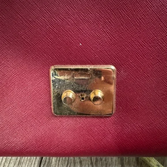 Michael Kors Brandi Womens Maroon Leather Gold Trim Top Handle Satchel Bag Purse - Picture 4 of 14